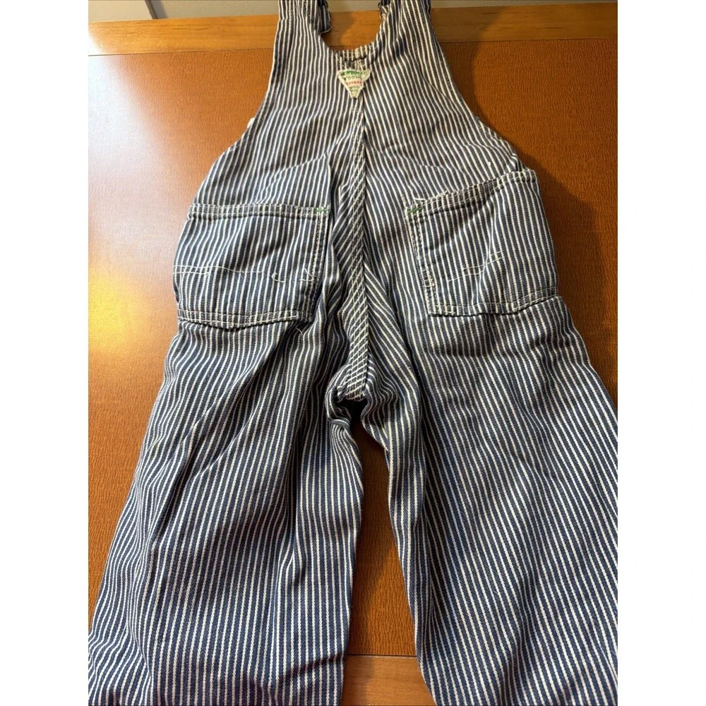Vintage OshKosh B'gosh Overalls Toddler 3T Denim VESTBAK Made USA Hickory Stripe